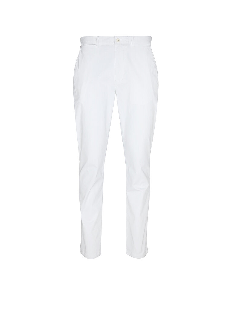 Chinohose TOMMY HILFIGER "DENTON ESSENTIAL", Herren, Gr. 36, Länge 34, th optic weiß, Twill, Obermaterial: 97% Baumwolle, 3% Elasthan, straight fit normal, Hosen Chinohose, Gerades Bein, Schlichte Optik